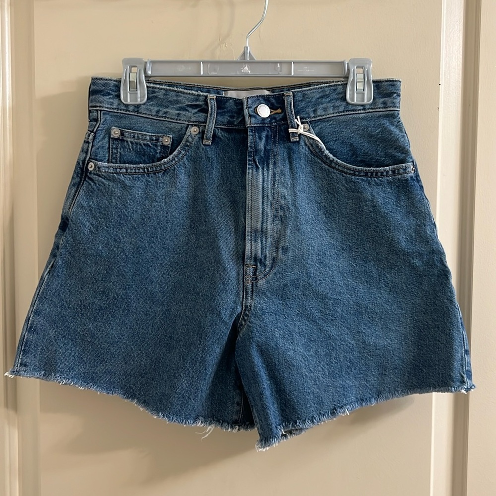 NWT Everlane A-Line Denim Short Medium Indigo Size 27